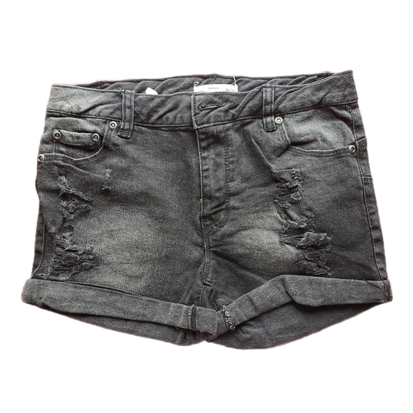 Women's Distressed Gray Denim Shorts - Picture 1 of 2